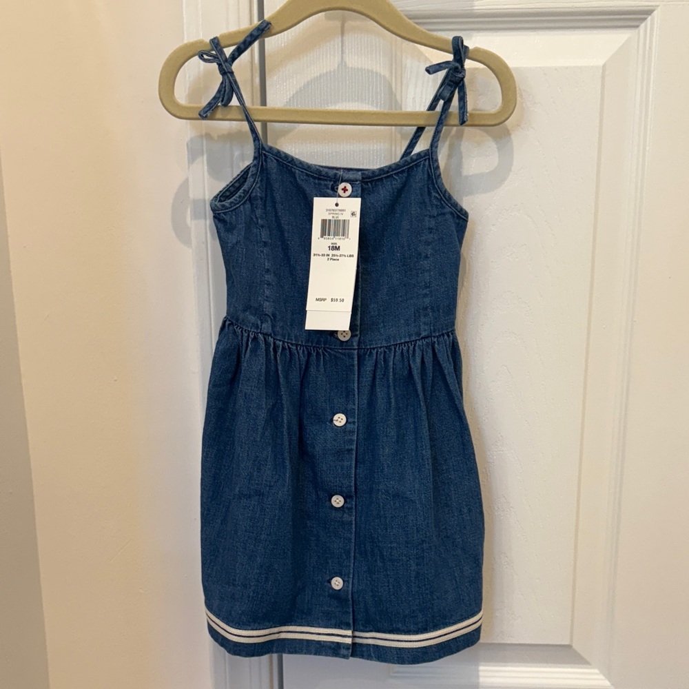 Polo Ralph Lauren 18mo Blue Denim Button-Down Dress NWT